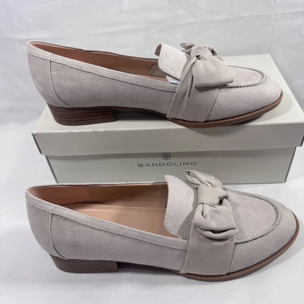 New Bandolino Lindio Bow‎ Loafers Light Natural 8.5 M Comfortable Slip On Shoes